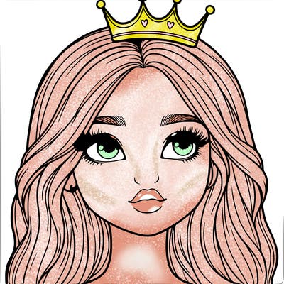 a realistic girl with a crown on