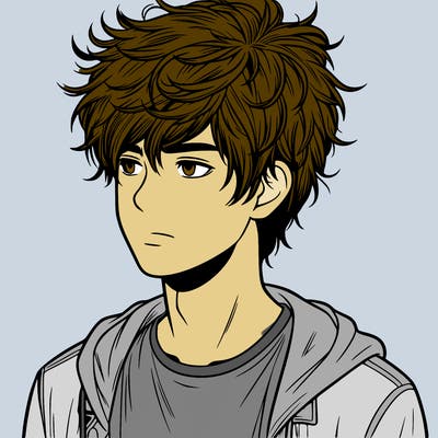 realistic teenage boy with messy hair