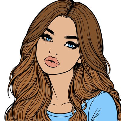 realistic girl with hair on her hair and lips