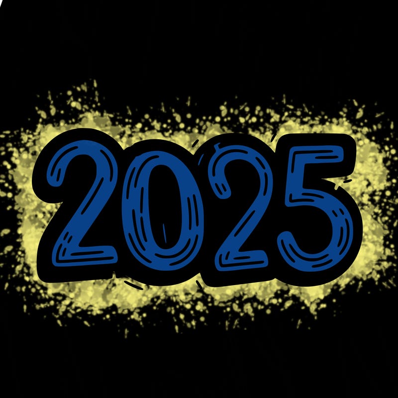 one line scrawled numbers sketch design “2025”