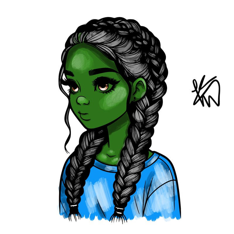 realistic girl with braids