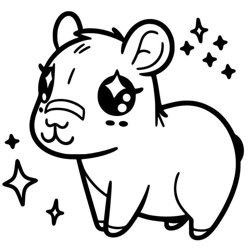 cute capibara with star eyes