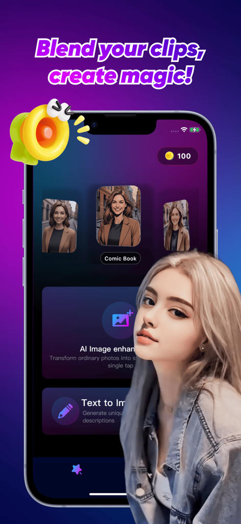 Vinv app interface displaying AI image styles and text to image generation tools
