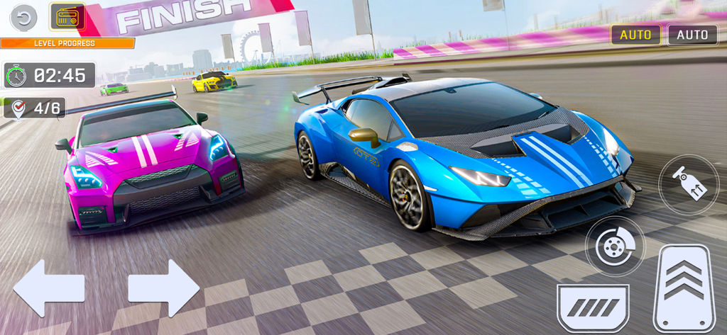 Fast Car Racing Car Games 3d - Jugabilidad de acción de un juego de carreras de coches 3D que muestra coches deportivos a alta velocidad en una pista con controles móviles