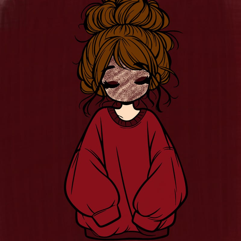 girl with baggy sweatshirt and messy bun