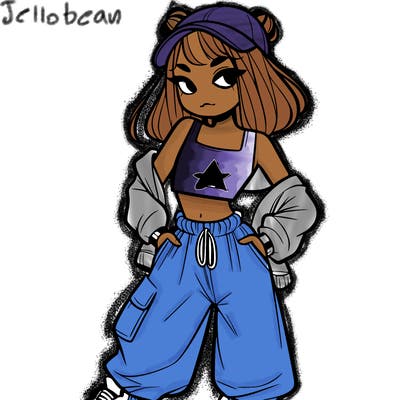 girl in crop top and baggy pants