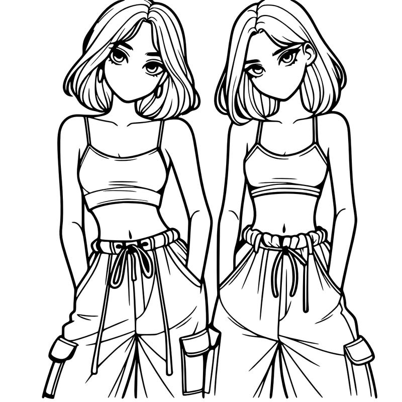 two girls with crop top with baggy pants