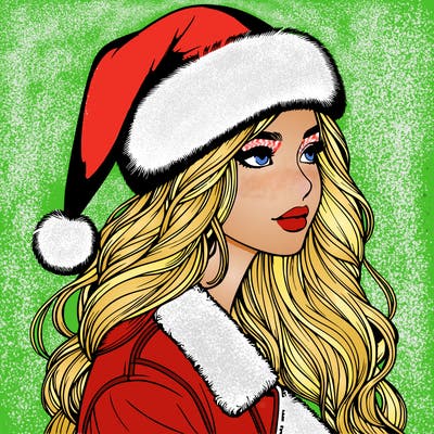 realistic girl in santa hat