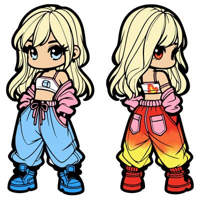 girl in crop top and baggy pants