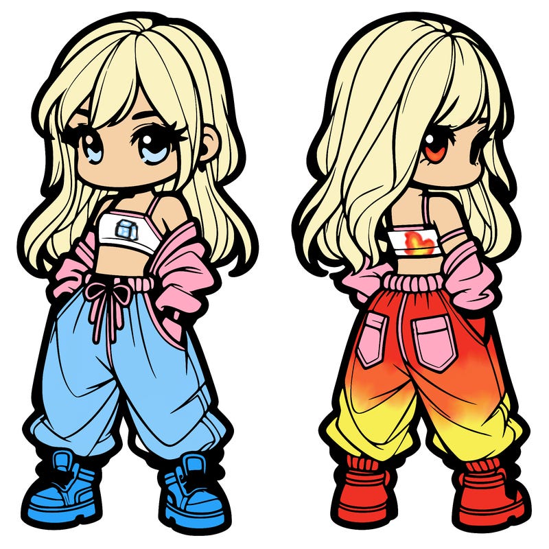 girl in crop top and baggy pants