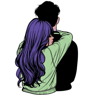 realistic girl hugging boyfriend from back