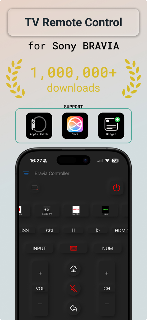 Sony Bravia TV remote control app with Apple Watch and Siri support