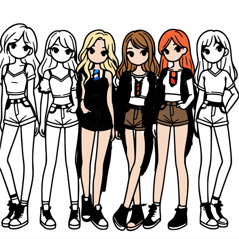 a group of girls wearing crop tops and shorts