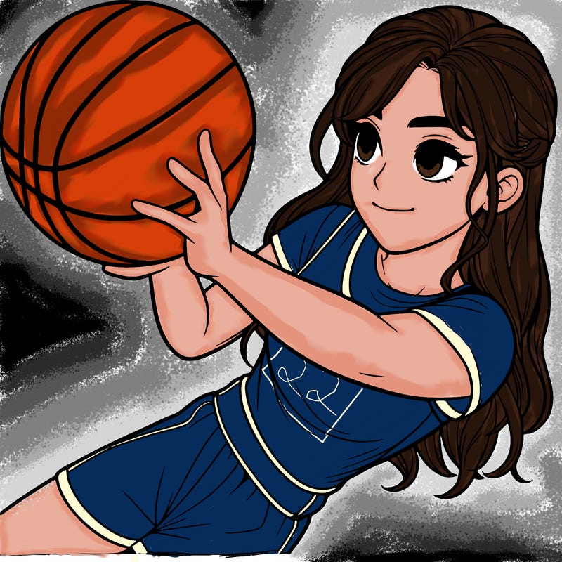 realistic girl playing basketball