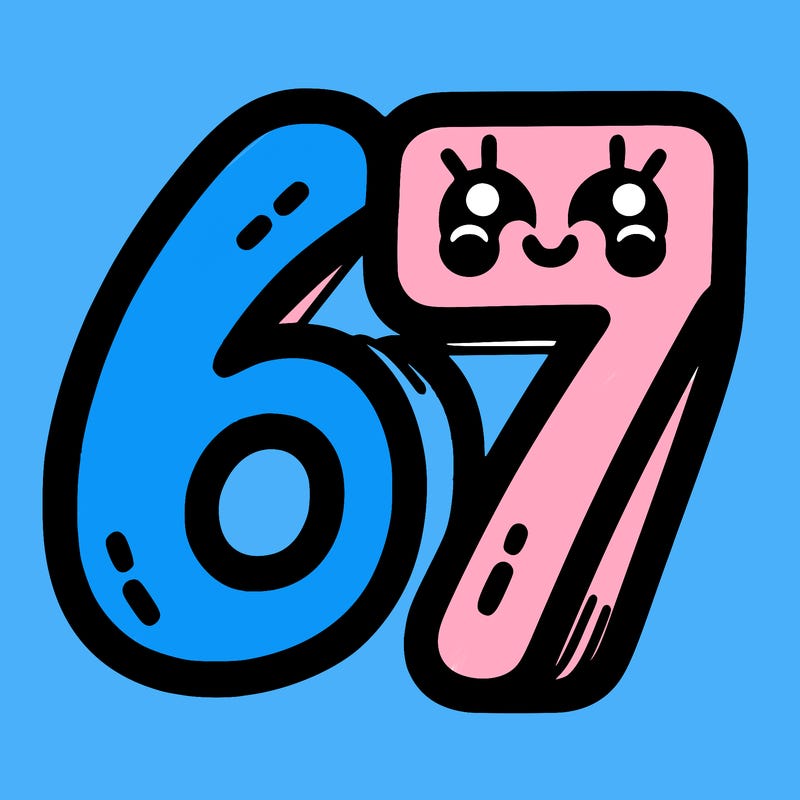 the numbers 67