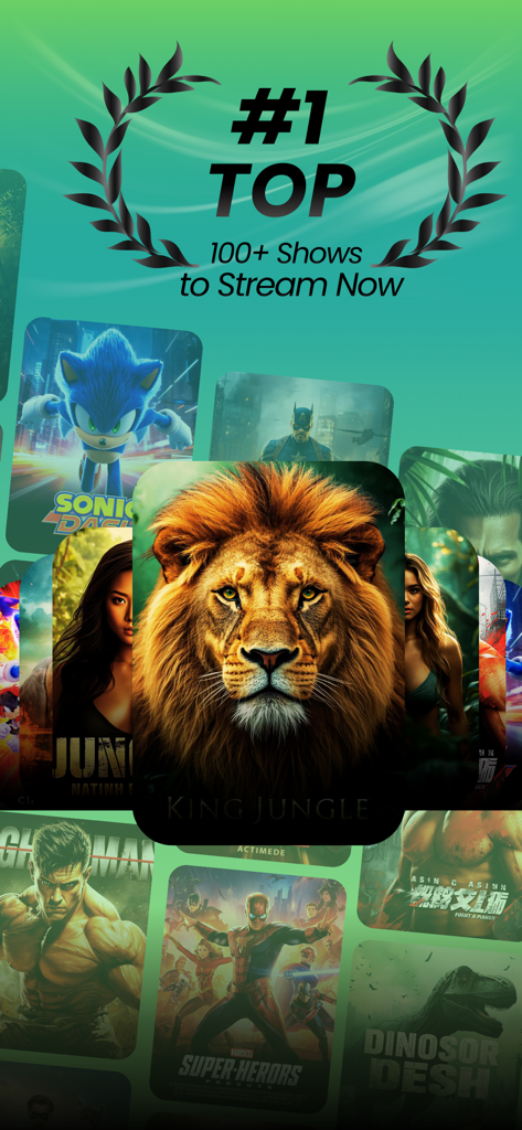 MovieBox app interface featuring a selection of top movies and shows to stream