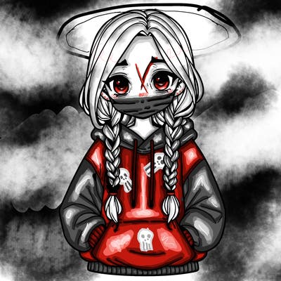 a realistic girl with a oversized hoodie and she has braids