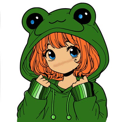 a cute teenage girl wearing a frog hoodie