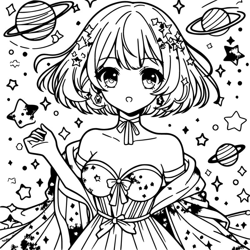 magical galaxy girl with short hair anime