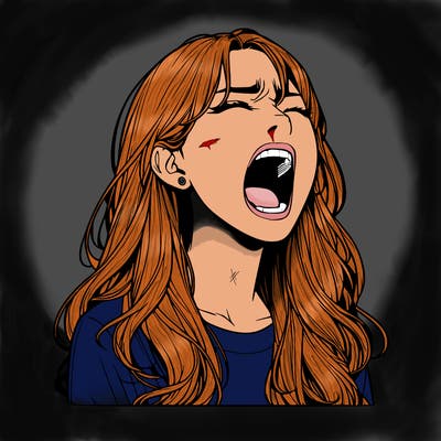 screaming realistic, girl