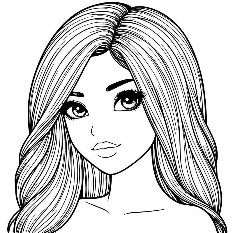 realistic girl with her hair i n front of her face