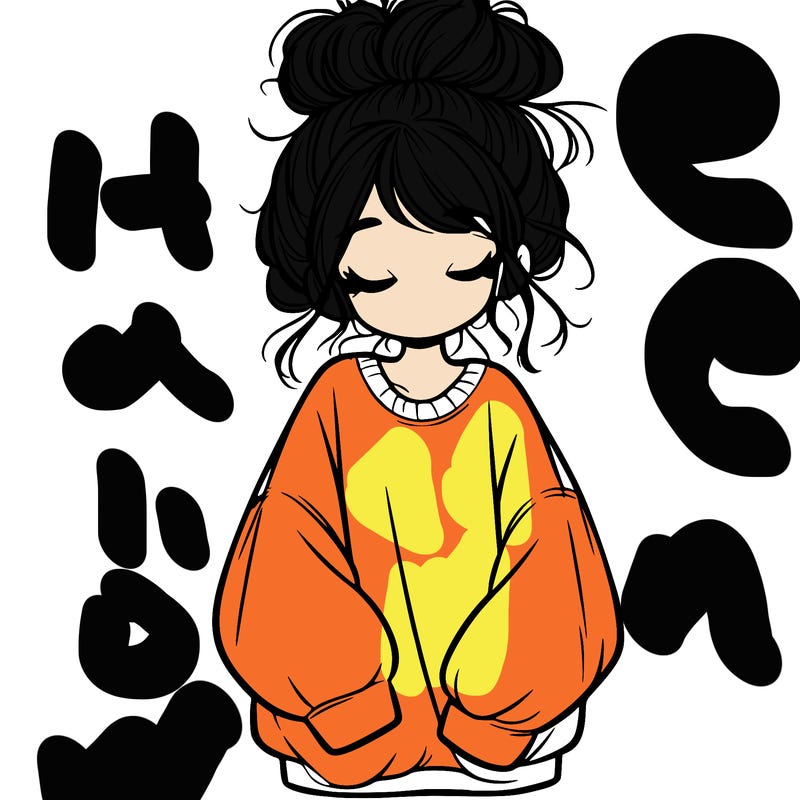 girl with baggy sweatshirt and messy bun