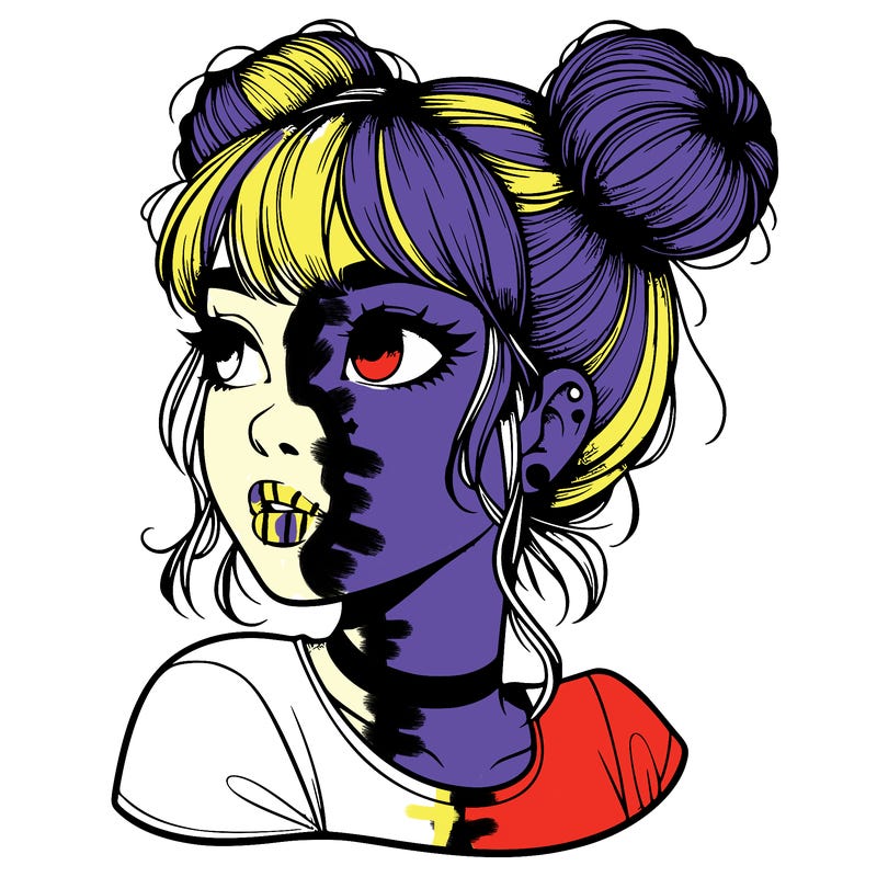 realistic girl with spacebuns