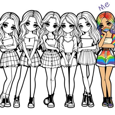 a group of girls realistic