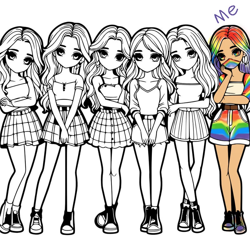 a group of girls realistic