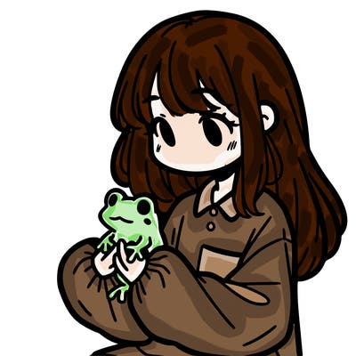girl with long hair and a oversized shirt. and she is holding a frog