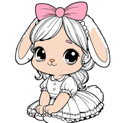 cute easter bunny girl realistic