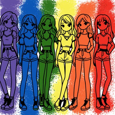 a group of girls wearing crop tops and shorts