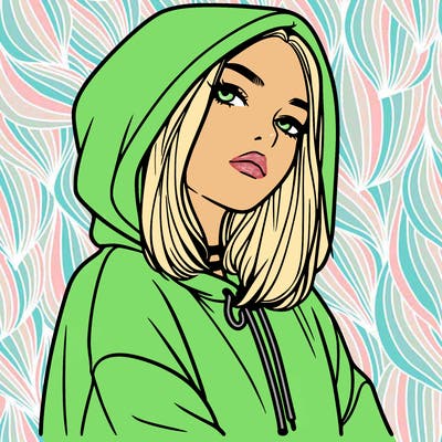 a realistic girl in a hoodie