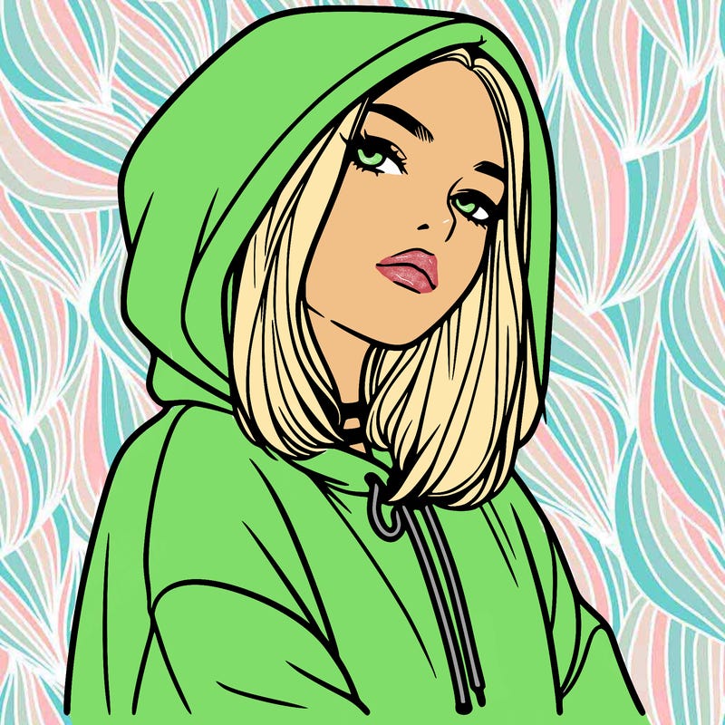 a realistic girl in a hoodie