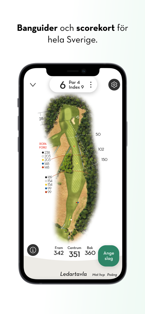 Caddee - Caddee golf app showing a detailed course map with GPS distances to the green