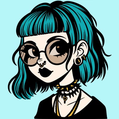 gothic girl with a mullet and glasses