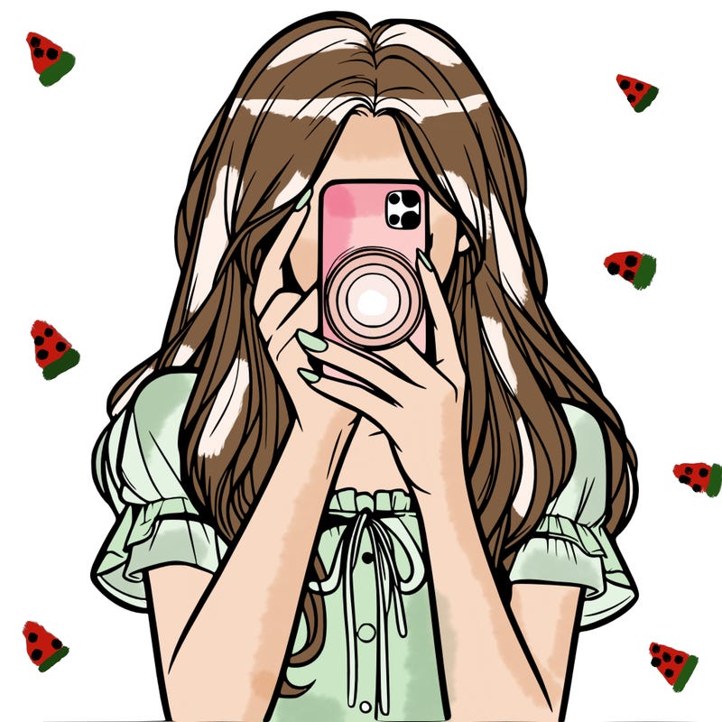 a realistic girl holding her phone taking pictures