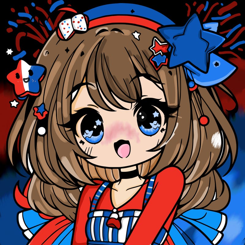 cute anime girl with star accessories