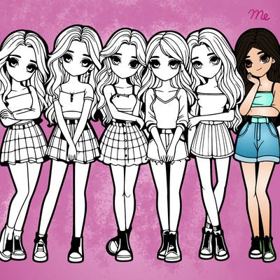 a group of girls realistic