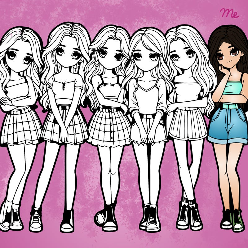 a group of girls realistic