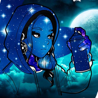 a realistic girl, spray painting