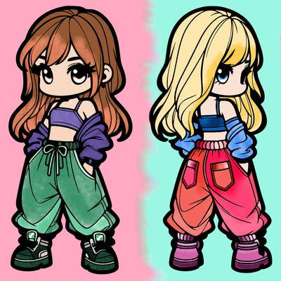 girl in crop top and baggy pants