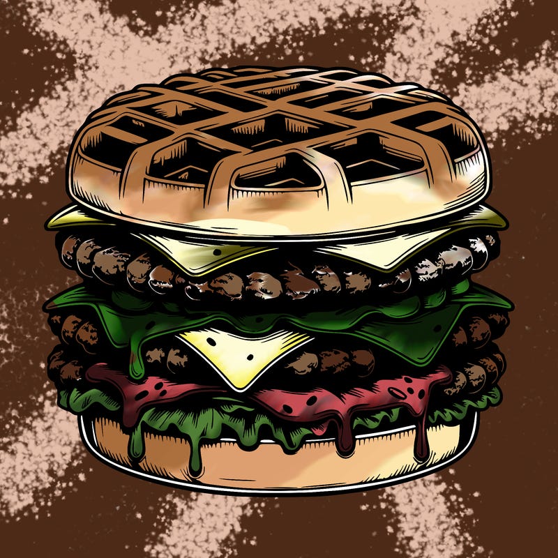 realistic waffle burger