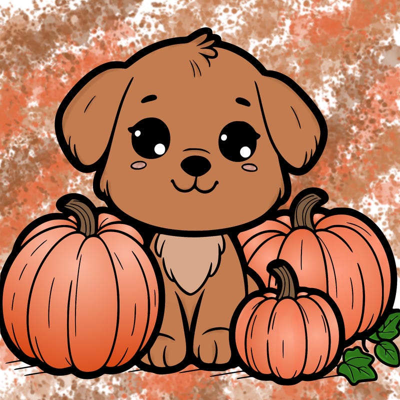 puppy and pumpkins