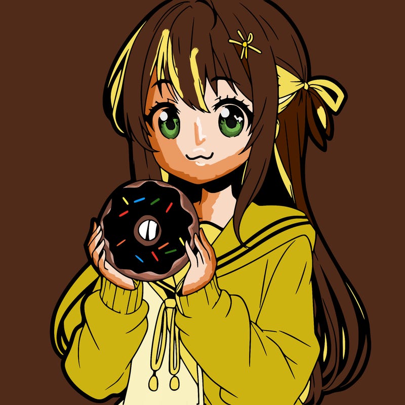 anime girl holding donut