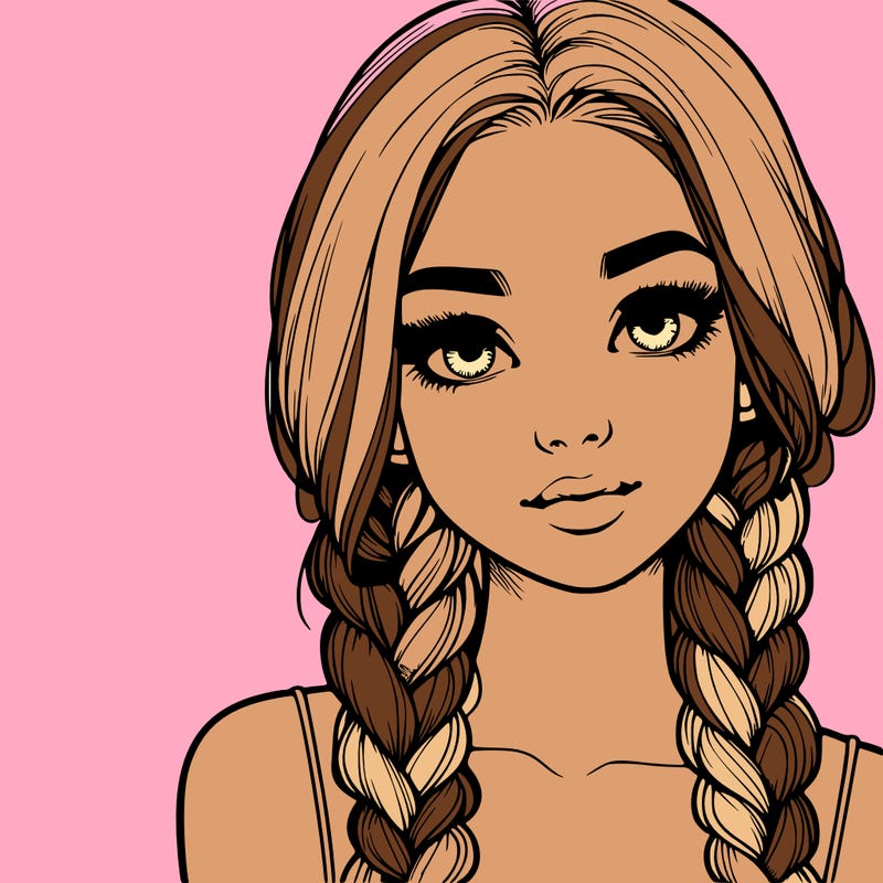 realistic girl with braids