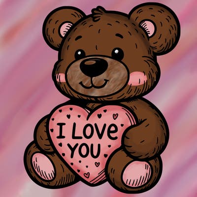 teddy bear holding an i love you heart