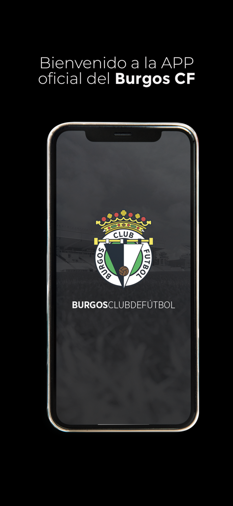 Burgos CF - App Oficial - Tela de boas-vindas do aplicativo oficial do Burgos CF com o logotipo do clube