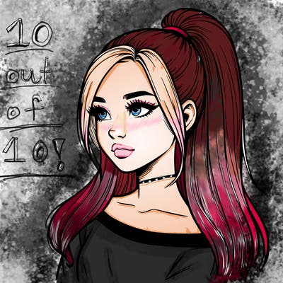 realistic girl with a high ponytail