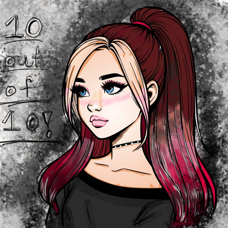 realistic girl with a high ponytail